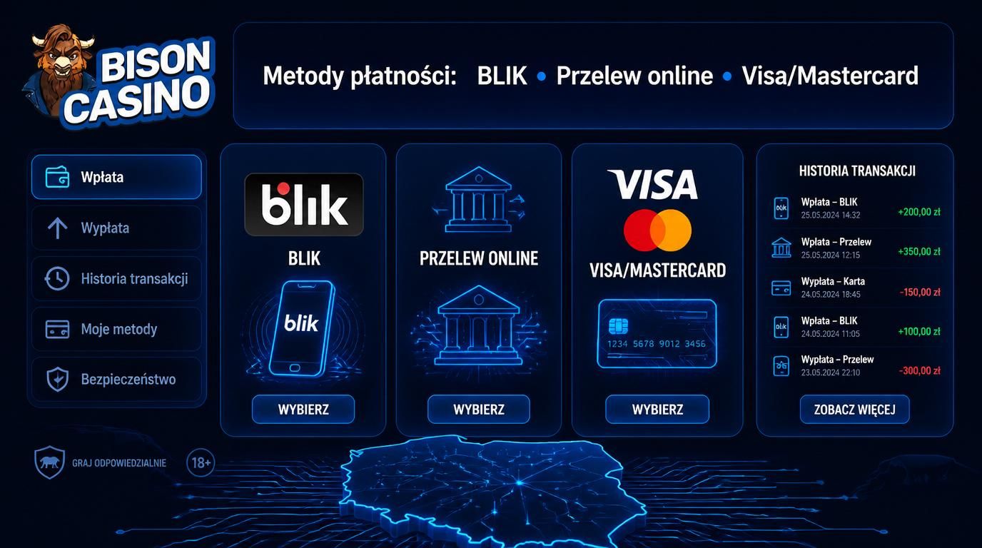 Interfejs z metodami płatności dostępnych dla graczy z Polski